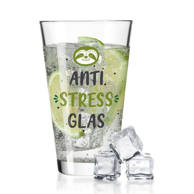 GRAVURZEILE Leonardo Water Glass with UV Print - in Anti-Stress