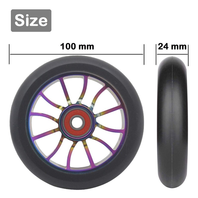 aibiku Set of 2 100 mm Stunt Scooter Wheels with