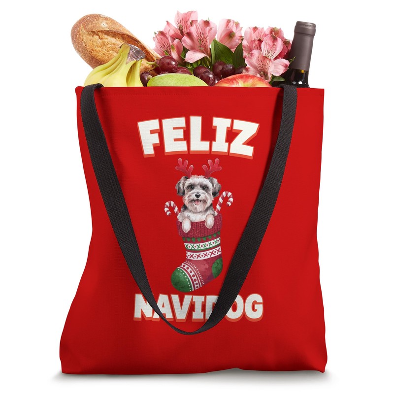 Feliz Navidog Christmas Dog Sock Havanese Tote Bag