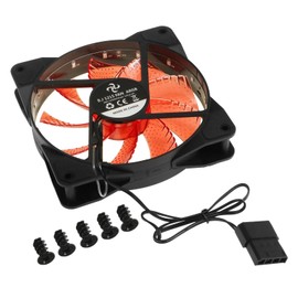 MECCANIXITY Computer Case Fan 600-1200RPM 120mm 4 Pin Red LED Silent Cooling Fan 15 LED 12V for Desktop Computer Radiators with Rubber Pads 4 Screws