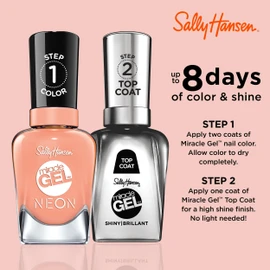 Sally Hansen Miracle Gel Neons Salon Quality Nail Polish | Gel-Like Formula, Two-Step System, No UV Light Needed, Long Lasting | Opaque | 51 Peach Please| Neon Peach Nail Color
