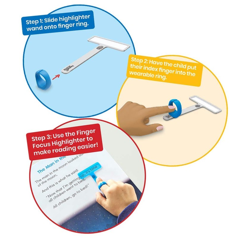 hand2mind FingerFocus Highlighter, Guided Reading Strips, Reading Pointers for Kids,
