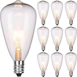 Txcigech ST38 Replacement Bulbs 10-Pack - 7W E12 Candelabra Base Clear Glass Light Bulbs, Vintage Incandescent for Outdoor String Lights, Patio, Garden Decor