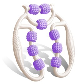 HYran Massage Roller, Massage Roller Legs, Cellulite Roller, Cellulite Massager, Leg Massager, Massage Roller with Handle for Leg, Foot, Arm Massage (White + Purple)