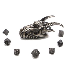 2025 Dragon Necklace for DND Dice Set, 7-in-1 Dragon Metallic D&D Dice with Gift Case for Dungeons and Dragon Game, RPG Role Playing Table Game Gifts (Silver)