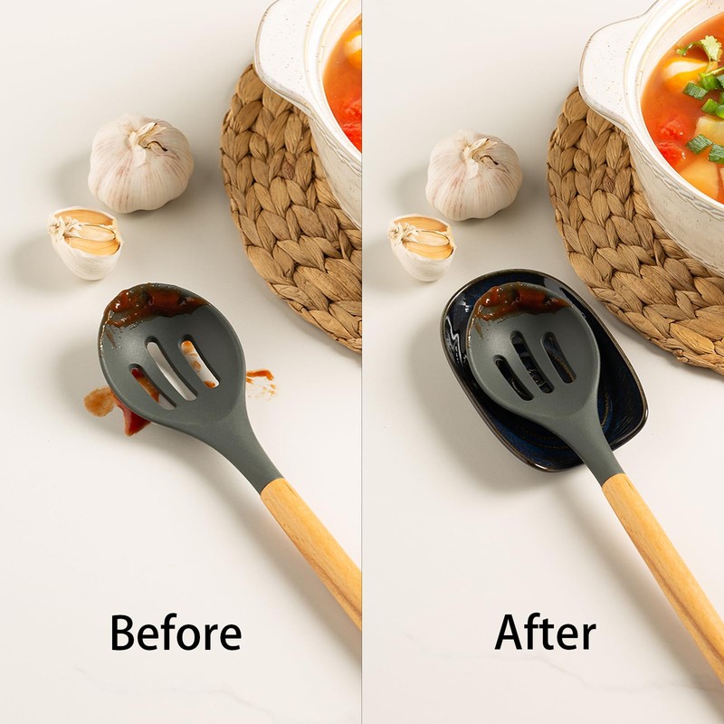 Ceremic Spoon Rest for Stove Top, Spoon Holder for Kitchen