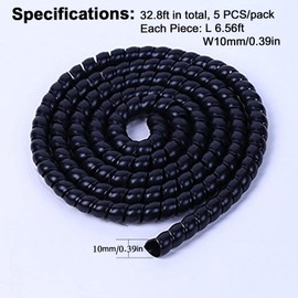 Dog and Cat Cord Protector, 32.8ft Spiral Cable Management Sleeve Organizer, Protects Your Pets and Critters from Chewing Insulated Electric Wire 32.8ft x 10mm 5PCS/Pack by FUNZON