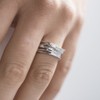 MATERIA Ladies Wide Band Ring 925 Sterling Silver Rhodium-Plated Woven