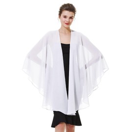 BEAUTELICATE Women's Chiffon Scarf, Stole, Bolero for Evening Dress, Festive, Wedding, Bridal, Spring / Summer Jacket, White,
