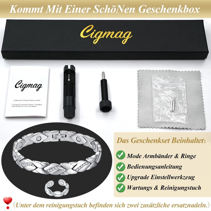 Cigmag Lymphatic Drainage Magnetic Bracelet Women Ultra Strong Magnets Titanium