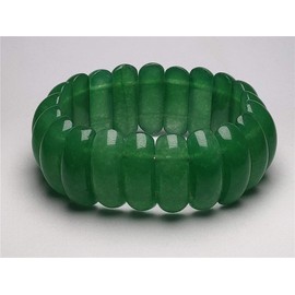 yigedan Damen-Armband 18 KGP vergoldet eiförmig grüne Jade Naturstein (Gold), 8.5 inch, Kristall, Chalcedon