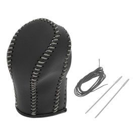 HEROFFIX 1 Pc Gear Shift Knob Cover for Infiniti FX35 2009-2013 Stick Shifting Handle Protector Black Grey Faux Leather