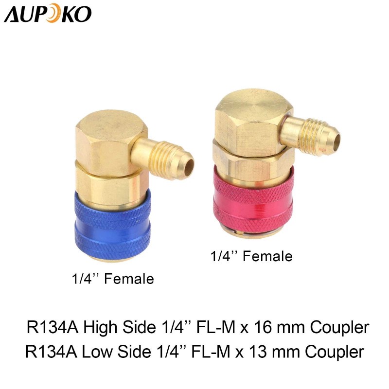 Aupoko R12 To R134a Conversion Quick Connect Coupler Kit, High/low