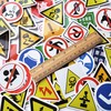 50Pcs Traffic Signs Decals Funny Traffic Warning Signs Stickers Workplace