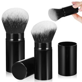 LALAFINA 2 piezas Brochas de Maquillaje Retrctiles con Tapa Pinceles Porttiles para Polvo y Rubor Herramientas Cosmticas y para Cuidado Facial