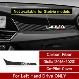 Car Trim Carbon Sticker Decal Co-Pilot Cover Passenger Decor fits for Alfa Romeo Giulia 2016 2017 2018 2019 2020 2021 2022 2023 Accessories (Black) - Stelvio NOT FIT
