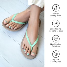 NAILOG Foot Semi-Hardened Gel Nail Stickers (32 Pieces), Foot Nail Seal Hardening Type, Long Lasting, Salon Quality, Nail Stickers, Nail Kit, Beautiful Gloss, Gradation, Blue | New Dawn