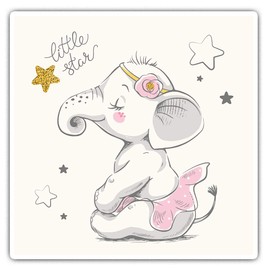 Square Stickers (Set of 2) 7.5cm - Cute Baby Elephant Cartoon Fun Decals for Laptops,Tablets,Luggage,Scrap Booking,Fridges, 12871