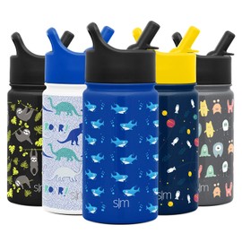 SIMPLE MODERN Trinkflasche für Kinder mit Strohhalm | Isolierter wiederverwendbarer Edelstahlbecher für Jungen und Mädchen Schule | Summit Sammlung | 530ml | Shark Bite