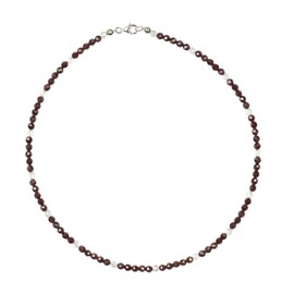 Garnet Jewellery (Necklace) Garnet Chain Garnet Balls Faceted with Quartz Crystal Balls Faceted Clasp 925 Sterling Silver Model Number 7064, Gemstone, Garnet