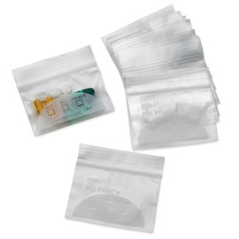 Pill Pouch Bags - (Pack of 100) 3" x 2.75" Pill Baggies and Disposable Plastic Travel Pill Bags with Write-on Labels
