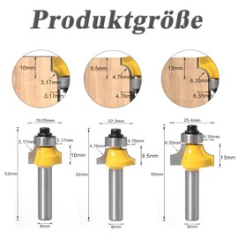 Mesee 5 Pieces 8 mm Shank Milling Cutter Edge and Edge Cutter Set, Rounding Cutter Standard Cutter Set, Round Over Milling Cutter Bits, Router Bits, Rounding Cutter for Router for Carpentry Chamfering