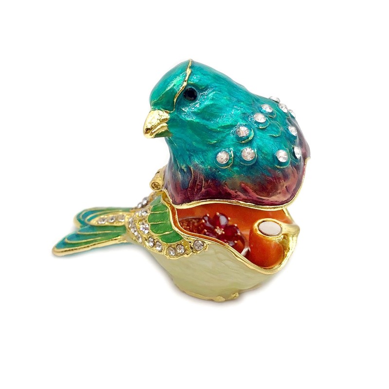 JWT Astyle Turquoise Green Bird Trinket Boxes Hinged ,Bird Decor