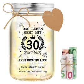 30th Birthday Money Gift, Gifts for 30th Birthday Woman LED Bottle Light 30 Money Gifts Birthday Packaging Funny 30th Birthday Gift for Women Gift Ideas for Birthday Table Decoration