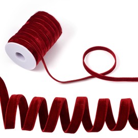 Pandahall 20 Yards Double Face Velvet Ribbon Burgundy Velvet Ribbon 3/8 Inch Fabric Ribbons for Gift Wrapping Hair Bows Flower Bouquets Christmas Party Decoration