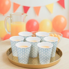 MATICAN Disposable Coffee Cups, 100-Pack 12-oz Bulk Paper Cups for Hot or Cold Drinks, Infinity Petal Design Cups for Office, Parties, and To-Go Use (No Lids)