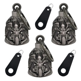 【3Pack】Motorcycle Bell w/Hanger Biker Bell Motorcycle Accessories For Good Luck Safe Riding Luck Key Chain Bell (Biker Angel)