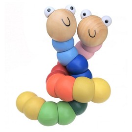 GERILEO Montessori Wooden Jointed Worm Set of 2 Colourful Educational Toys - Improves Creativity, Concentration and Intelligence - Helps Counting Recognition of Colours (Pack: Blue + Pink)
