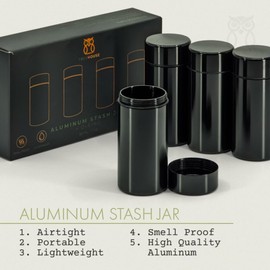 Portable Aluminum Stash Containers (50mL) for Herbs, Spices, Coffee & More, Waterproof Smell Proof Container, Small Airtight Containers (Set of 4)