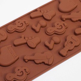 Selecto Bake Silikonform für Musikinstrumente, Schokolade, Musik, Noten, Bass, Gitarre, Klavier, Saxophon, Süßigkeiten, Mini-Seifenstift, Schmelzform, Eiswürfelschalen
