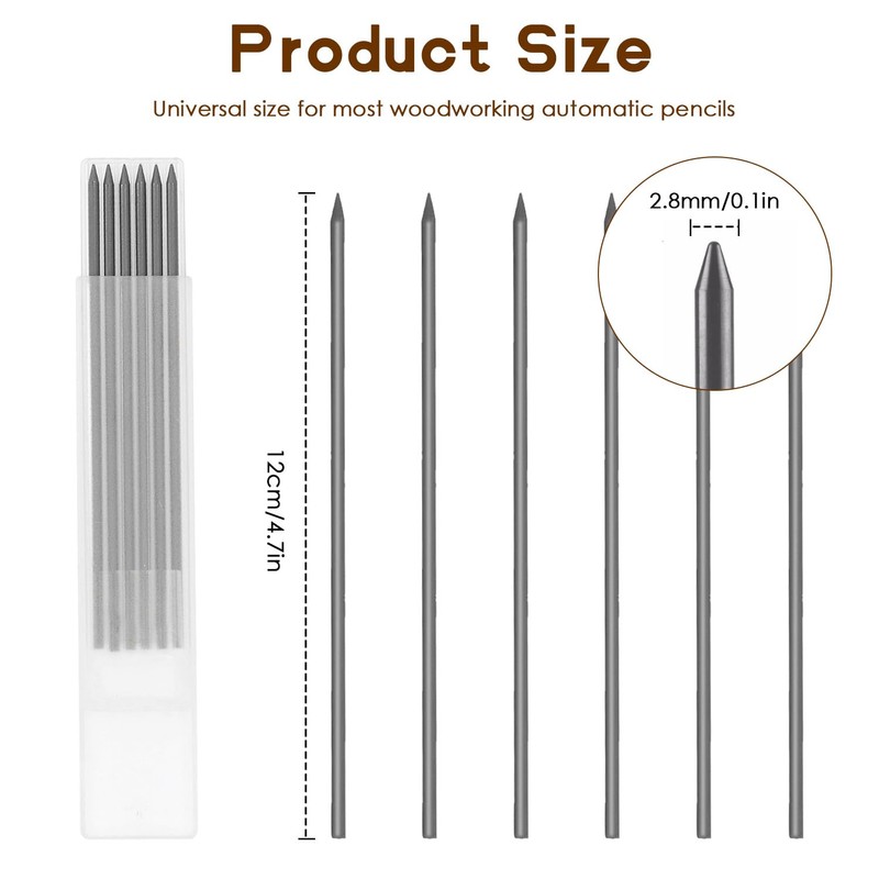 24Pcs 2.8mm Carpenter Pencil Refill Long Lasting HB Refill for