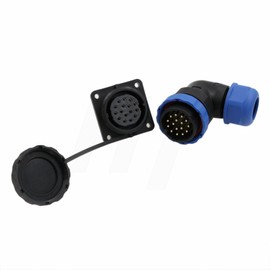 HangTon HE29 16 Pin Male Female Right Angle Connector Outdoor Marine Electric Round Soldering Cable Connector Panel Mount Socket 10A Current Waterproof Quick-Disconnect