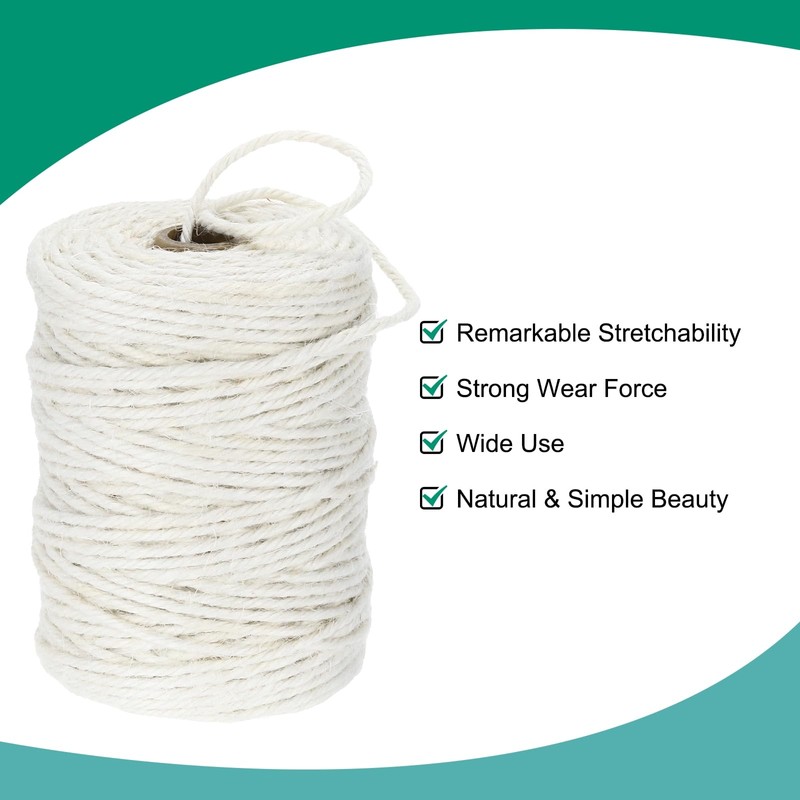sourcing map Natural Jute Twine String 328ft x 3mm Long