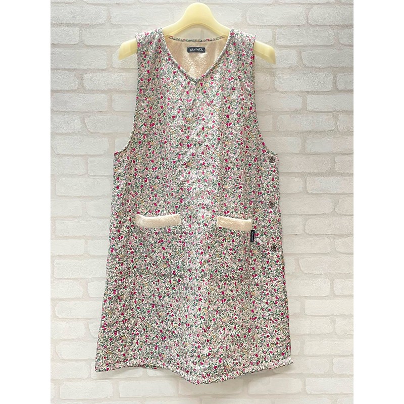 Plumetit Quilted Long Apron with Boa Lining, pink flower