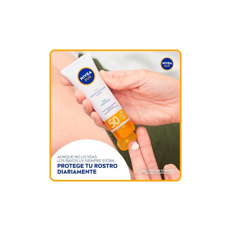 NIVEA SUN Protector Solar Facial para Piel Sensible FPS50+