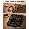 2-Drawer Cologne Organizer for Men, Fully Assembled, Solid Pine, Black/Gray