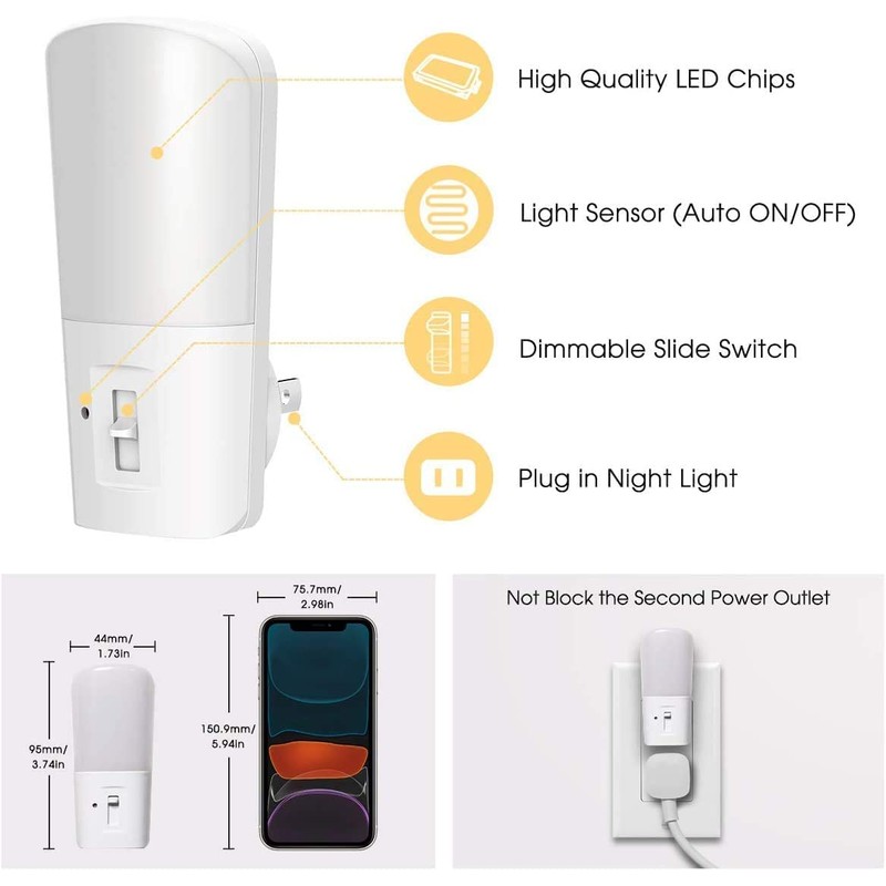 LOHAS Plug in Night Light, Dimmable LED Night Lights With