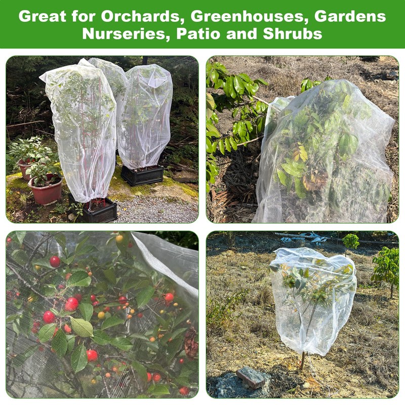 Large Fruit Tree Netting, 2 Pack 8x8Ft Garden Netting Pest