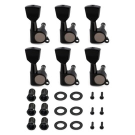 Metallor Sealed Guitar String Tuning Pegs Tuning Keys Grover Machines Heads Tuners 6 In Line Right Handed Electric Guitar Acoustic Guitar Parts Replacement. (Black)