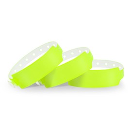 Wristall Neon Yellow Plastic Wristbands 100 Pack - Colored Wristbands for Events, Vinyl Wrist Bands of Party Custom Plastic Bracelets Wristbands Waterproof Wrist Bands Arm Bands for Events Concerts