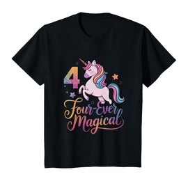Four-Ever Magical Unicorn Outfit 4th Birthday for Kids T-Shirt