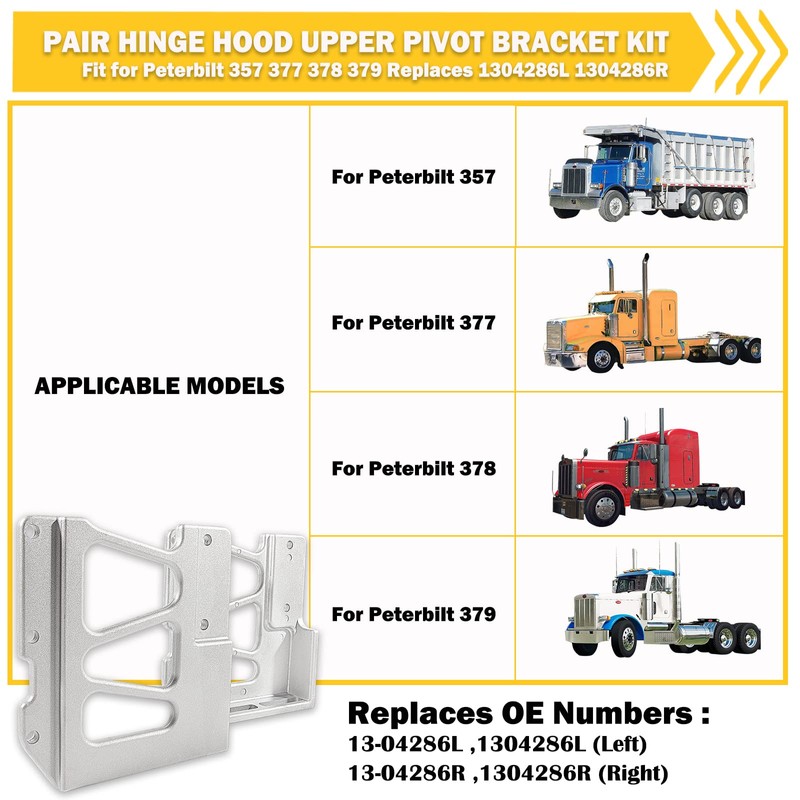 13-04286L &13-04286R Pair Hinge Hood Upper Pivot Bracket Kit Fit
