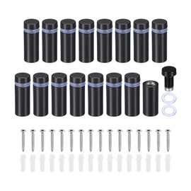 PATIKIL 1/2 x 1.2 Inch Sign Standoff Screws, 16 Set Stainless Steel Wall Standoff Mounting Hardware Advertising Glass Nail for Hanging Acrylic Picture Frame Acrylic Panel, Black