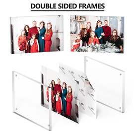 Neatsure 4x6 Acrylic Picture Frame 5 Pack, Clear Freestanding Double Sided Frameless Magnetic Photo Frames, Desktop Display Decor Gift