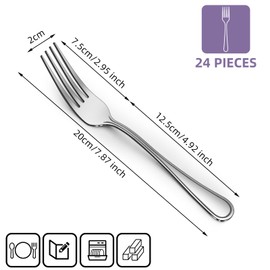 Gifcomda Stainless Steel Table Forks Set 7.87 Inches (20 cm), Exquisite Highly Polished Forks Set for Home/Restaurant/Party, Dishwasher Safe