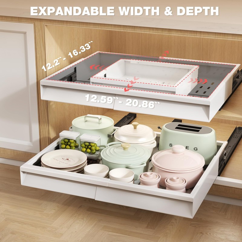 Seinloes 2 Pack Pull Out Cabinet Organizer With Raising Pad
